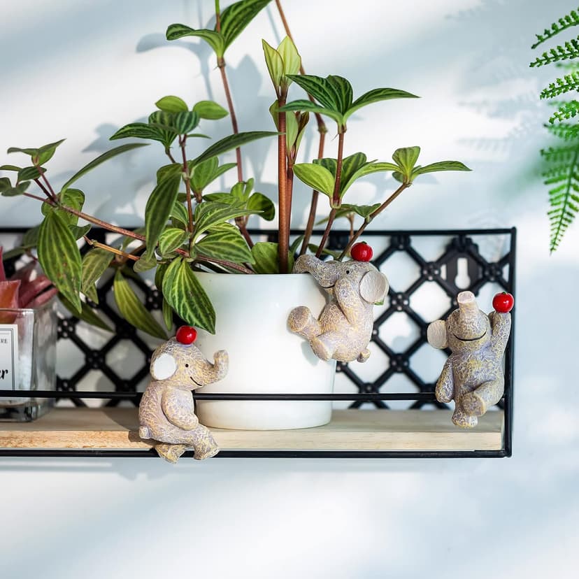 Garden Statues Flowerpot Landscaping Tree-Hugger Fairy Plant Pot&Vase Hugger, Mini Decorative Climber Clingers (3Pack Elephant)