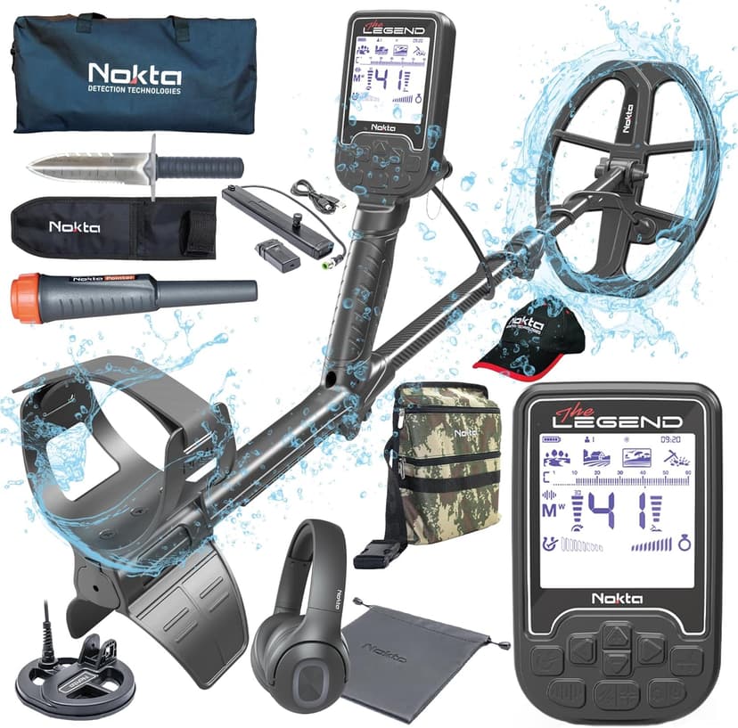 Nokta The Legend Pro Pack Metal Detector Kit Seasoned Hunter Pack (Pointer,Digger,Carrying Case,Cap) Professional Set for Adults Waterproof Rechargeable Multi-Frequency Detectors for Treasure Hunting