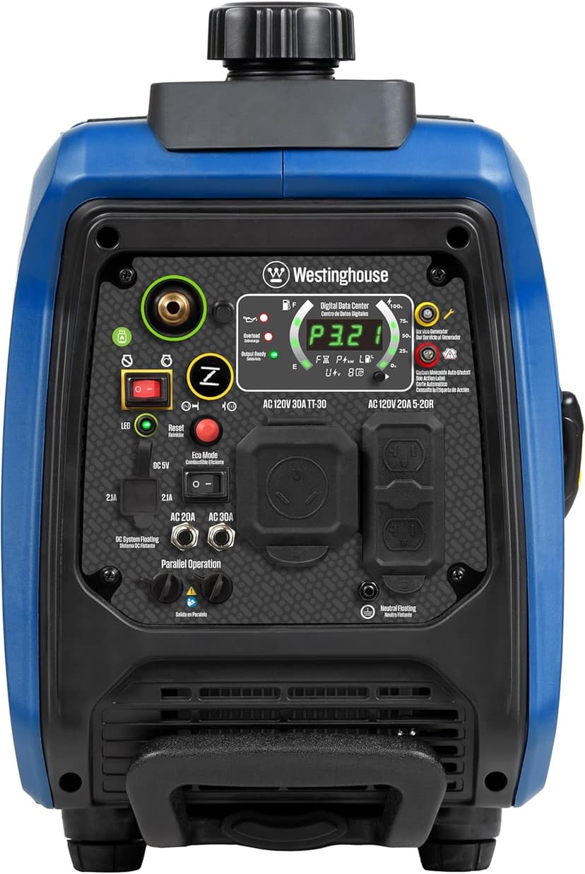 Westinghouse 4000 Peak Watt Super Quiet Dual Fuel Portable Inverter Generator, Wheel & Handle Kit, Gas & Propane Powered, RV Ready, CO Sensor, Parallel Capable