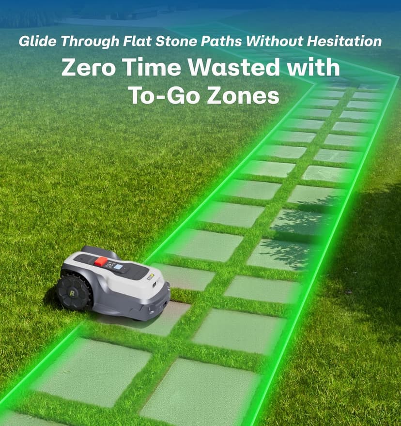 Robot Lawn Mower Boundary Wire-Free T1200Pro 2025 Version, Unlimited Mowing Zones, Customized Mowing Setting, RTK+ Real-time AI Vision Navigation and Obstacle Avoidance