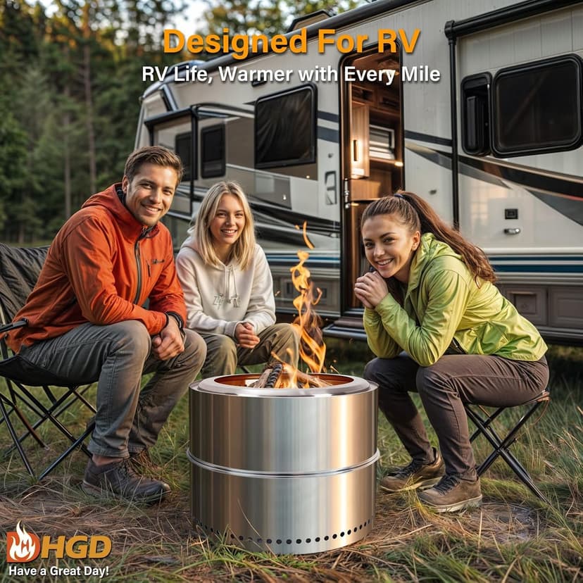 HGD 20 inch Smokeless Firepit Outdoor, Portable Smokeless Fire Pit for Camping with Travel Bag, Stainless Steel Wood Burning Stove for Backyard & Patio, Easy Setup & Compact Storage