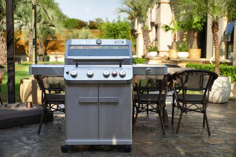 Monument Grills Outdoor Barbecue Stainless Steel 4 Burner Propane Gas Grill, 62,000 BTU Patio Garden Barbecue Grill with Side Burner and Knob Controls, Mesa415BZ