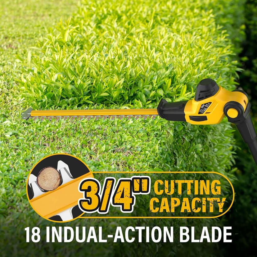 Pole Saw 8-Inch Cordless Tree Trimmer and 18-Inch Pole Hedge Trimmer 2-In-1,15-Feet Max Reach, Auto Oiling, Telescoping Pole Chainsaw with 2.0Ah Battery & Charger
