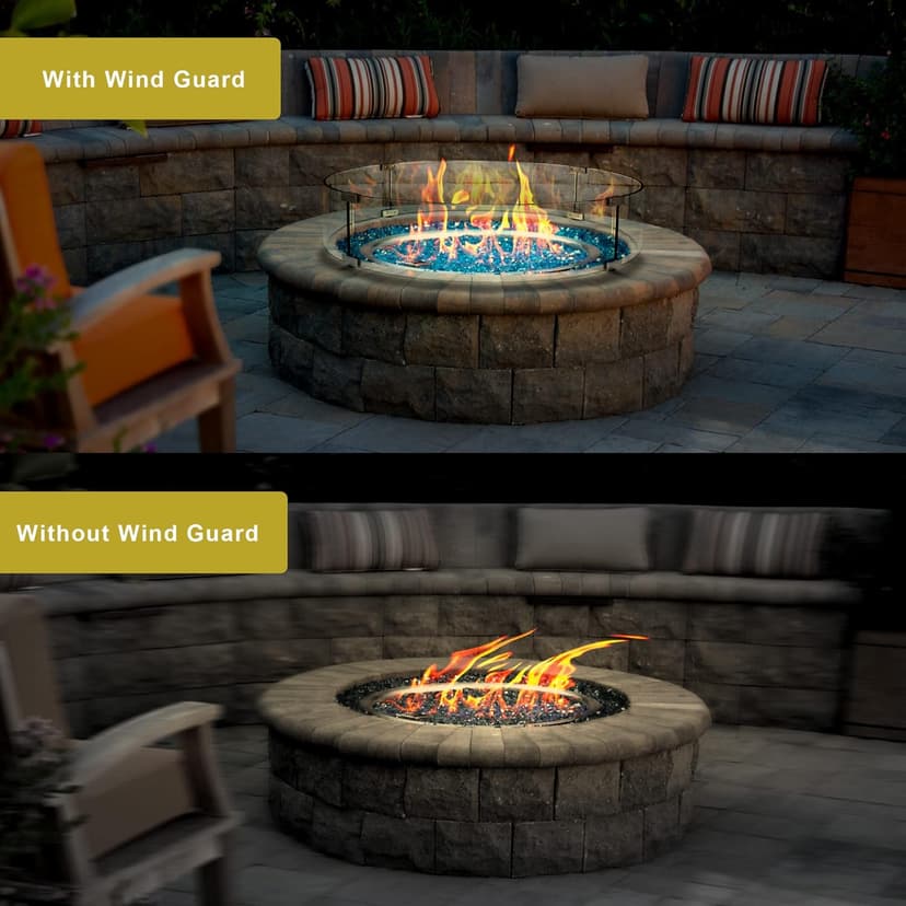 Holy Fire 29.5" L x 29.5" x 6" Square Fire Pit Glass Wind Guard Clear Tempered Glass Flame Protective Pane Wind Resistant - Fits 24” Square Fire Pit Burner Pan