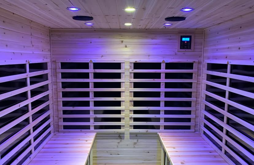 LTCCDSS Garner Outdoor Sauna 4 Person, Far Infrared Sauna, Low EMF Sauna Room for Home, Low EMF Heaters | Chromotherapys | Bluetooth Speakers | Canadian Hemlock | 59.1 * 82.7 * 48.4