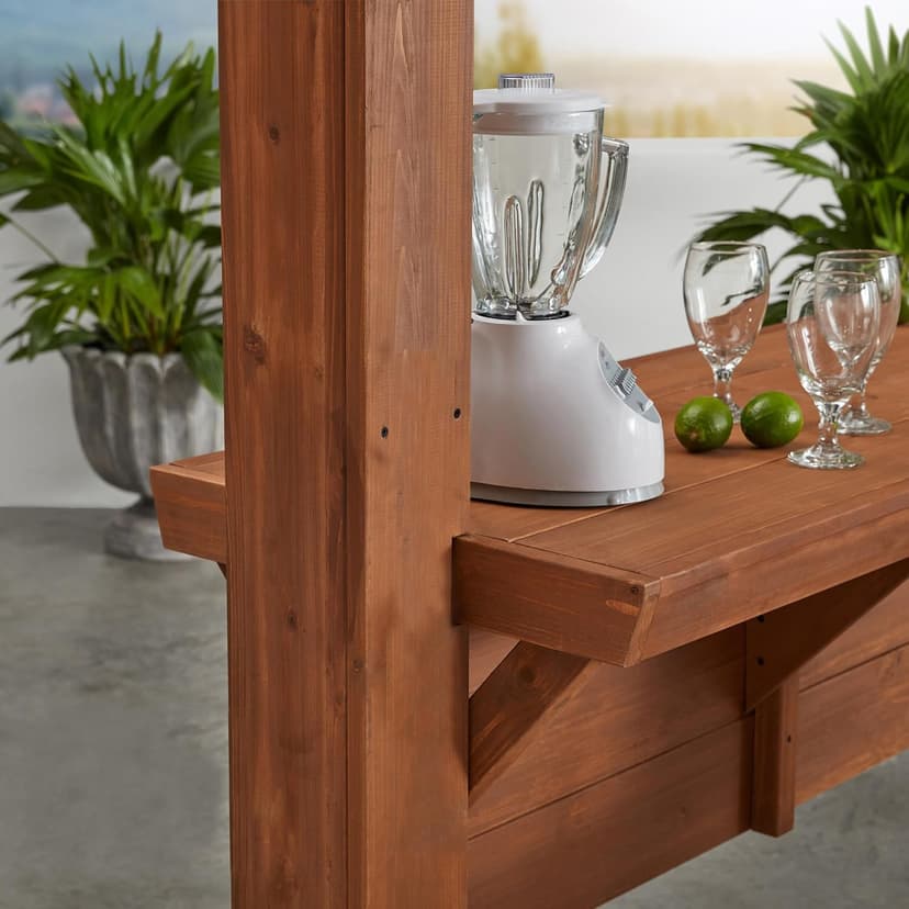 Backyard Discovery Ashland 14' x 10' Cedar Wood Pergola Kit with Trellis Roof, Built-In Bar Top, All-Season Durability, High-Wind Rating, PowerPort, Shade for Outdoor Patio, Deck, Garden, Entertaining