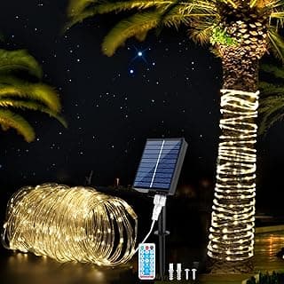 Solar Rope Lights Outdoor, 72FT 200 LED Solar Powered Tube String Lights Decorative with Remote, 8 Modes IP67 Waterproof, for Yard Garden Fence Party Camping Wedding, Warm White