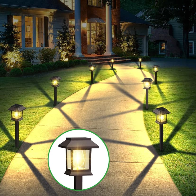 Solar Pathway Lights Outdoor, 12 Pack Upgraded LED Waterproof Solar Outdoor Lights, Outside Driveway Garden Landscape Walkway Path Yard Lawn Decor