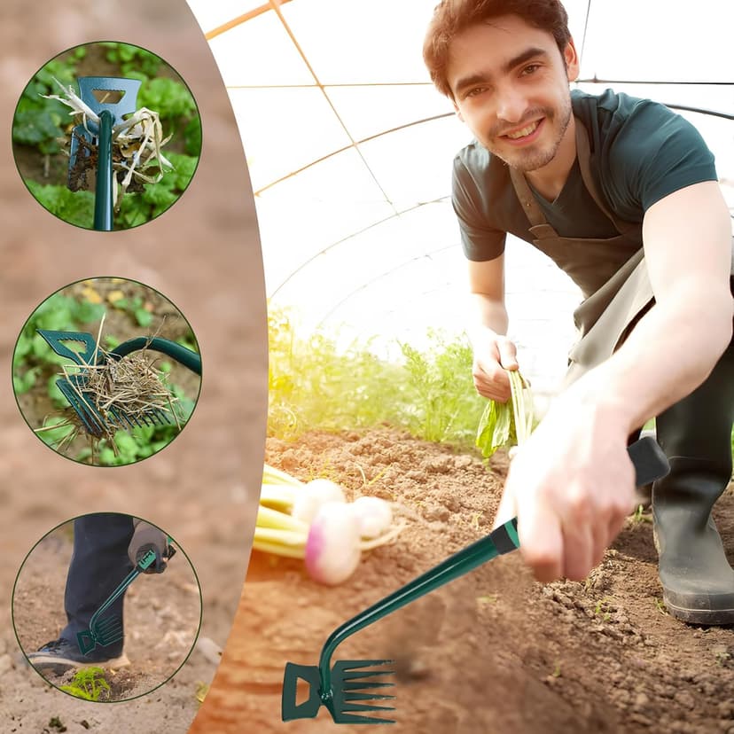 Weeding Artifact Uprooting Weeding Tool Claw Gloves Kit, 6 Teeth Dual Purpose Weed Puller, for Yard Farm Gardening Cultivating Loosening Weeding Mulching Planting Steel Hand Weeder