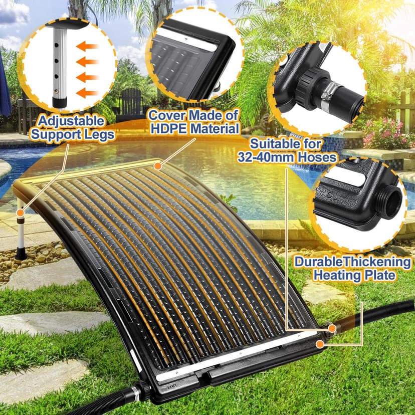 2025 Upgraded Solar Pool Heater with Adjustable Support Feet, Inground Pool Solar Heater, Above Ground Pool Heater, Solar Water Heater, Pool Heater for Above Ground Pool（2 Set）