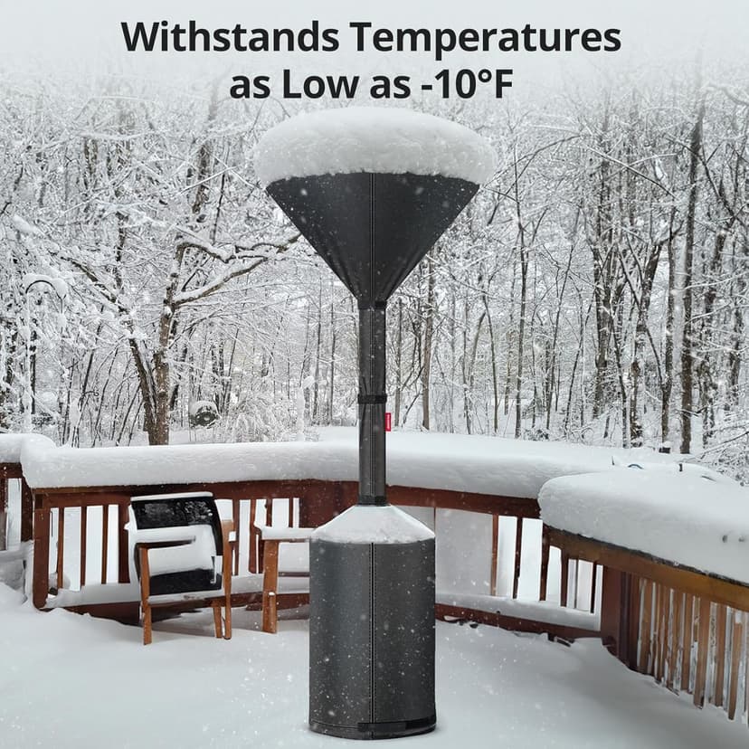 QH.HOME [2025 Upgraded Tear-Resistant Fabric] Patio Heater Covers, with Exclusive Windproof Design and Robust YKK Zippers, Resistant to all Types of Weather, 89"H x 33"D x 19"W, Black