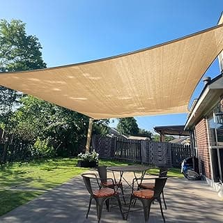 SUNLAX Sun Shade Sail 8' x 10' Sand Rectangle Canopy Sail Shade Cover UV Block Permeable Sunshade Outdoor for Patio Backyard (We Make Custom Size)