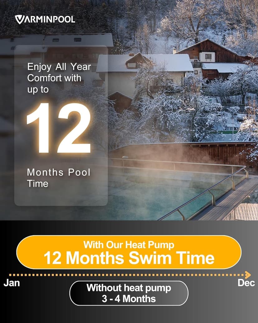 40000BTU Pool Heat Pump for 13000 Gallons Ingroud and Above Ground Pools, Smart Electric Pool Heater with WiFi Control APP, 220-240V, Titanium Heat Exchanger