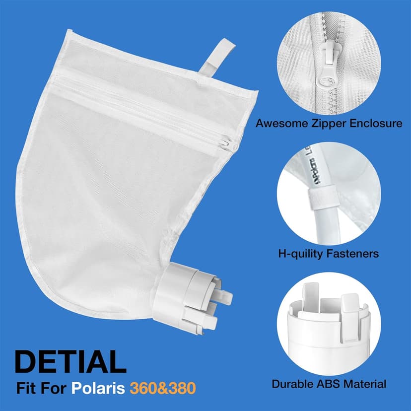 2 Pack 360 380 for Polaris Bags All Purpose Filter Bag for Polaris Replacement Parts for Pool Cleaner