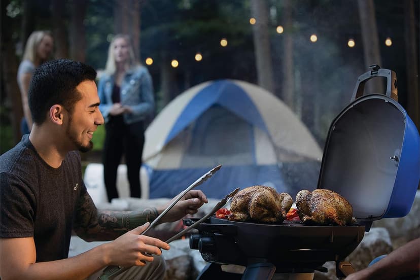 Napoleon TravelQ 285 Portable Propane Gas Grill, Blue - 2 Burners, For Tailgating, Camping, And Small Outdoor Spaces