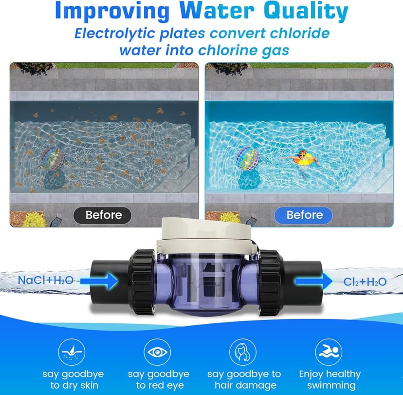 Smart Saltwater Pool Chlorinator System for Up to 12,000 Gallons, Chlorine Generator With App Remote Control, Salt Generating System With Digital Panel