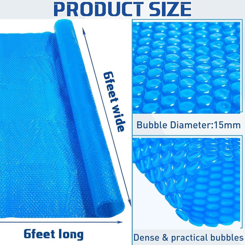 Frienda 6 x 6 ft Pool Hot Tub Solar Cover, 16 Mil Heavy Duty Trimmable Floating Thermal Blanket Spa Bubble Cover for Hot Tub Inground Pools Swimming Insulating Solar Heating