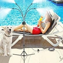 Standing Misters for Outside Patio, Adjustable Height 5.3 FT Stand Misting System for Cooling Outdoor, Portable Water Mister for Mist Playing, Patio Cooling, Backyard, Porch, Sprinkler (Gray)