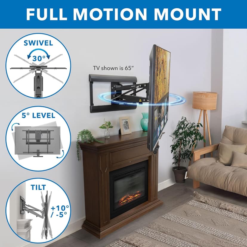 Mount-It! Fireplace TV Wall Mount for Large TVs, MI-384L