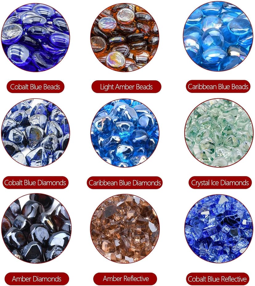 GasSaf Blue Fire Glass Beads for Outdoor Fire Pit, Fireplace, Replaces Existing Gas Logs & Lava Rocks, 3/4 Inch Glass(10 Pound)(Cobalt Blue)