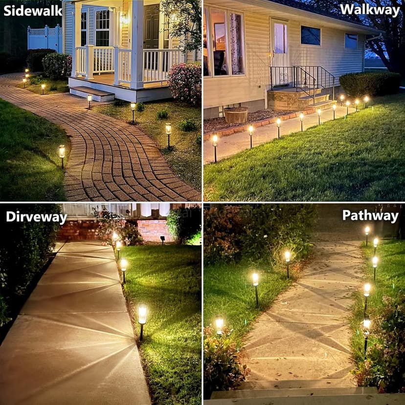 Solar Pathway Lights 8 Pack LED Waterproof Solar Outdoor Lights, Upgraded Stainless Steel Driveway Lighting with Tungsten Filament Bulb for Yard, Landscape, Garden, Walkway, Lawn, Path