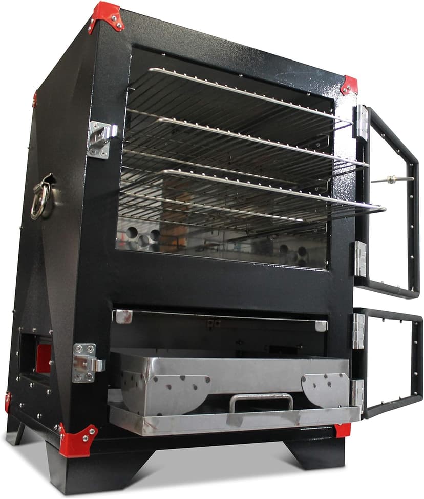Smoker Heavy Duty Charcoal Cabinet Smoker for Outdoor BBQ Grills Cooking, Black