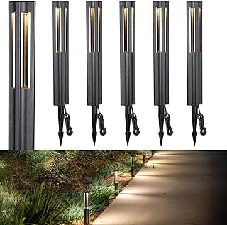 LEONLITE Low Voltage Path Lights, 3W LED Landscape Pathway Lights, Outdoor Landscape Lighting for Driveway, Garden, Aluminum, 12-24V AC/DC, ETL, IP65 Waterproof, 3000K Warm White, Black, Pack of 6