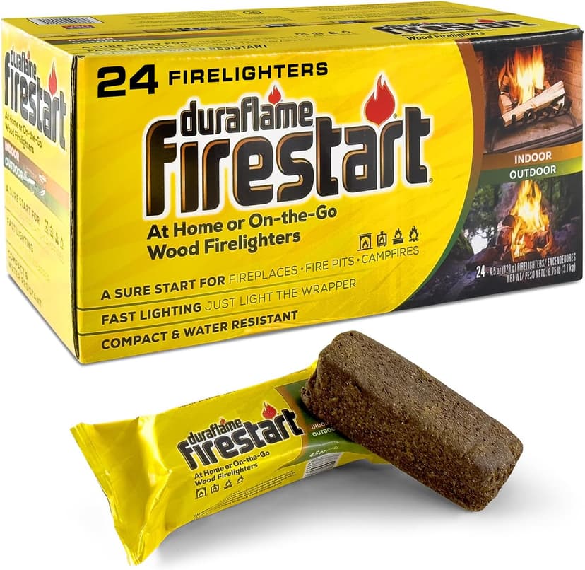 Fire Starter for Indoor and Outdoor Use - Quick Ignition Logs for BBQ, Fireplace, Fire Pit and Campfires (24 Pack) -Starters for Campfires