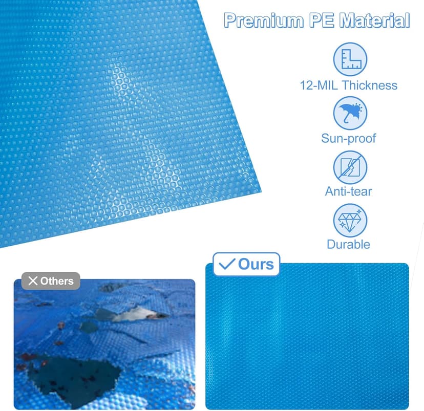 S AFSTAR 20ft x 40ft Pool Cover, Rectangle Swimming Pool Cover with Carry Bag, Waterproof & Dustproof Heavy Duty Pool Cover, 12-MIL Heat Retaining Pool Solar Blanket for Above-Ground & In-Ground Pools