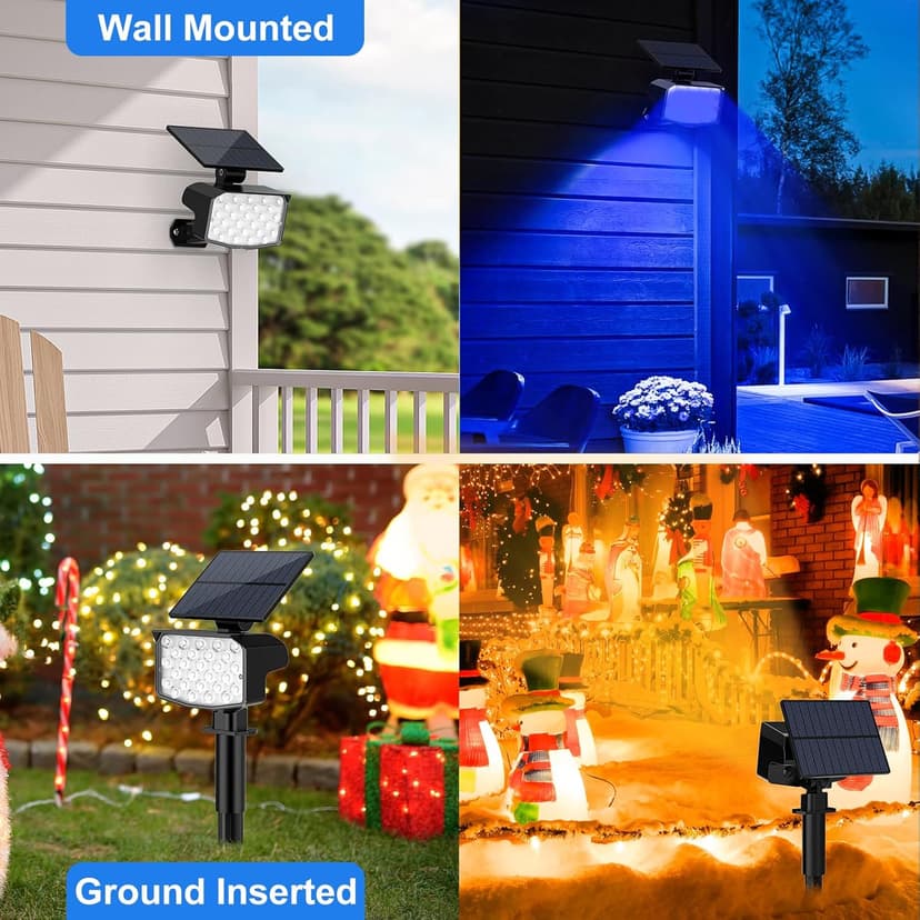 Solar Spot Lights Outdoor Color Changing 27 LEDs Solar Light Outdoor Waterproof 9 Lighting Modes Multicolor RGB Solar Powered Christmas Lights Adjustable Colored Landscape Spotlights- 10 Pack