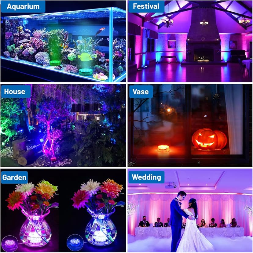 YiaMia Hot Tub Lights - 2-Pack RGB Color Battery-Powered LED Pool Lights with Remote Control and Suction Cup for Ponds, Decoration, Parties, Spas, Aquariums