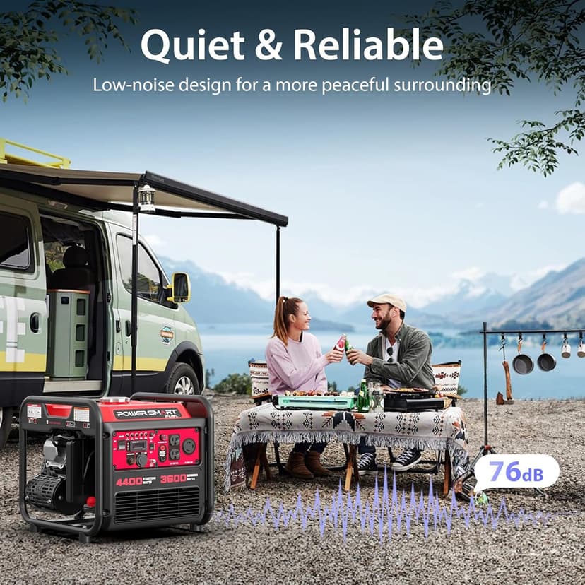 PowerSmart Portable Inverter Generator 4450W, Gas Powered, CO-Sensor, EPA Compliant, Lightweight & Quiet for Home Use and Emergency Backup, Camping