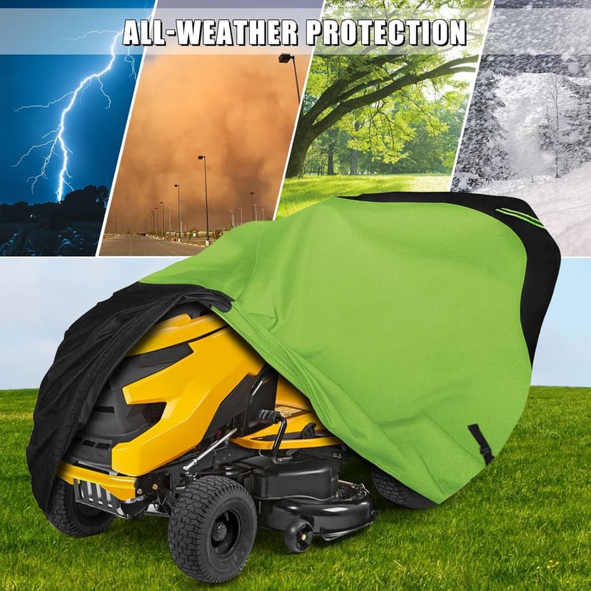 Riding Lawn Mower Cover with Bagger Attachment, Universal Fit Decks up to 62", 600D Oxford Cloth Riding Mower Cover with Windproof Buckle for Snow Rain Dust Hail Protection