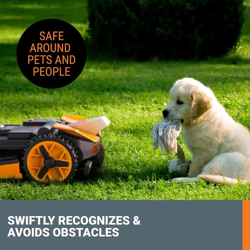 WORX Landroid Vision Robotic Lawn Mower, Wire Free Robot Mower with Active Obstacle Avoidance, WiFi & Bluetooth Connection, APP Control, 1/2 Acre, WR220