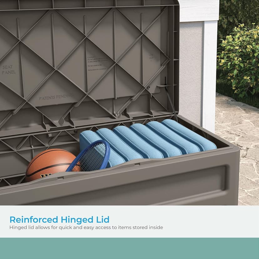 Suncast 73 Gallon Indoor/Outdoor Medium Deck Storage Box, 46"L x 23.62"W x 25.5"H, Stoney