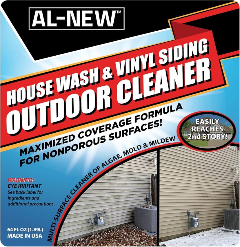 AL-NEW Outdoor Cleaner | Versatile Outdoor Cleaner 64oz Hose End Sprayer (Pack of 2) (House Wash & Vinyl Siding Outdoor Cleaner)