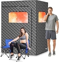 2 Person Portable Sauna for Home, 1 or 2 Person Full Body Steam Sauna Tent with 2 Foldable Chairs,9 Levels of Sauna Box with Remote Control (Gray)
