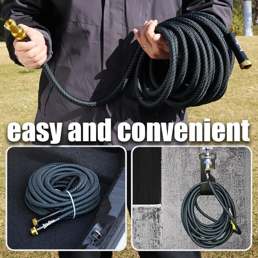 Garden Hose 50FT, Lightweight 3-Layer PVC Flexible Water Hose, No Kink, Leak-Resistant, High-Pressure with Meatl Fittings, Durable for Outdoor, Gardening, Washing Cars, Easy to Store