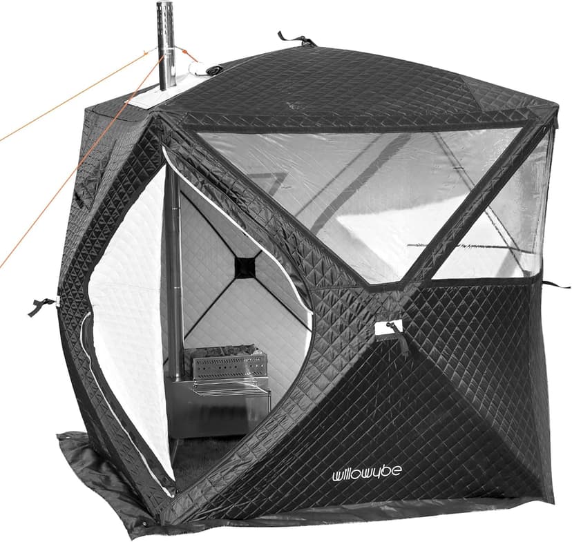 WillowyBe Portale Outdoor Sauna Set with Tent, Dry Sauna Wood Stove, Driftwood-infused Cooking for Friends