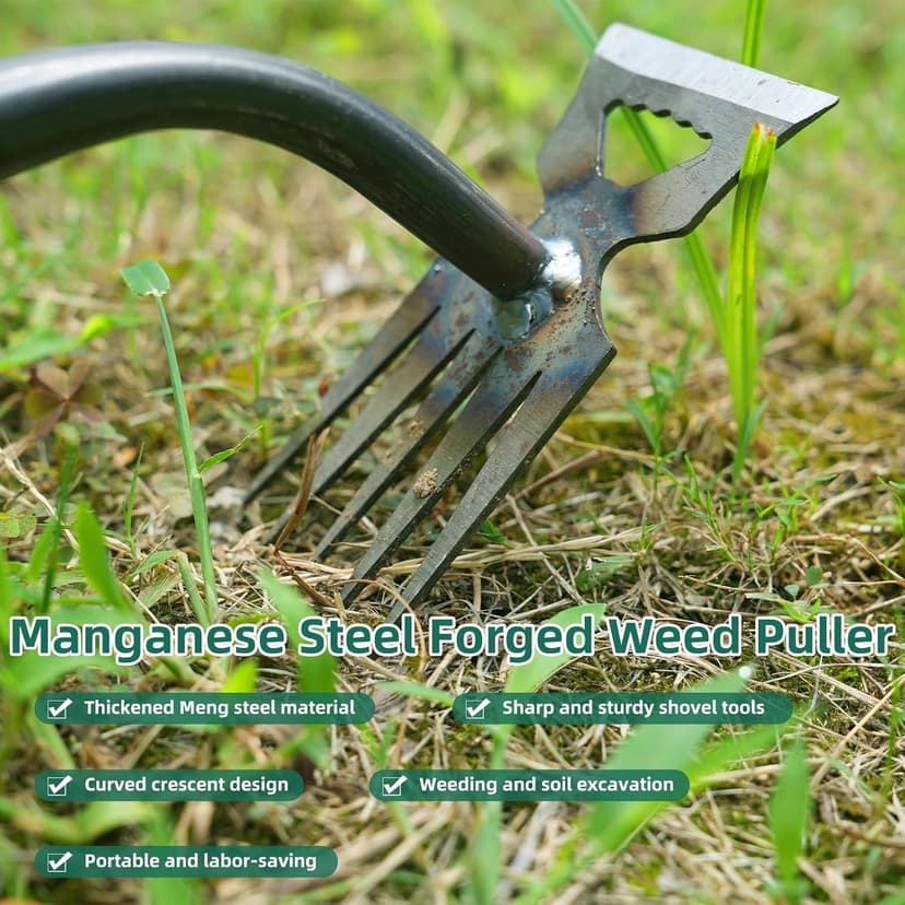 Weed Puller Tool, Gardening Hand Weeder Tool, 5 Teeth Manganese Steel Forged Hand Pulling Weeder, New Weeding Artifact Uprooting Weeding Tool for Vegetable Gardening Backyard Farm Planting & Weeding