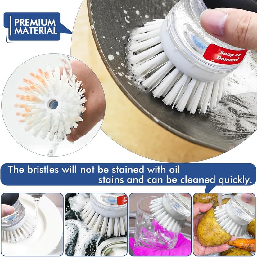 Palm Brush Refills for OXO Good Grips Soap Dispensing Dish Brush - 4 Pack Cleaning Replacement Brush Head for OXO Palm Brush(White)