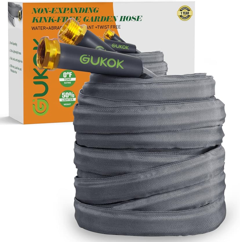 2025 Upgraded 50FT Non-Expanding Garden Hose, Ultra-Light & Flexible Water Hose - Burst-Resistant, Kink-Free, High-Pressure, All-Weather Use for Lawns, Gardens, and Outdoor Cleaning