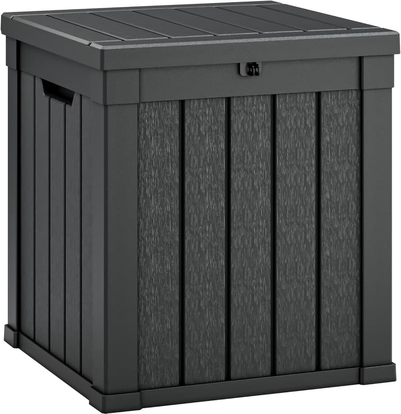 KAMABOKO 40 Gallon Resin Deck Box Large Outdoor Storage Boxes for Patio Furniture, Garden Tools, Pool Supplies, Weatherproof and UV Resistant, Lockable, Dark Black