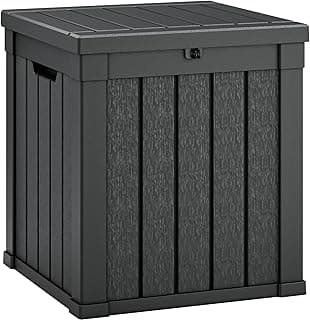 KAMABOKO 40 Gallon Resin Deck Box Large Outdoor Storage Boxes for Patio Furniture, Garden Tools, Pool Supplies, Weatherproof and UV Resistant, Lockable, Dark Black