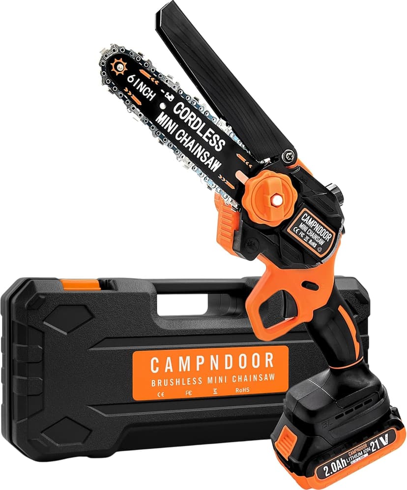 Mini Chainsaw Cordless 6 Inch - 2x2000mAh Mini Chain Saw Battery Powered - Self Oiling Handheld Electric Chainsaw - Small Hand Saw for Wood Cutting, Tree Clearance and Pruning