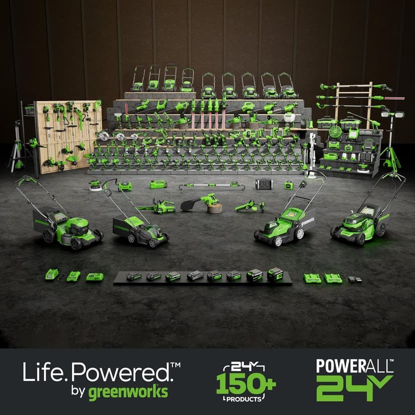Greenworks 48V (2x24V) High - Performance Cordless Yard Tool Combo: 21" Self - Propelled Lawn Mower, 12" Trimmer & Blower, with 3 Batteries & 2 Chargers