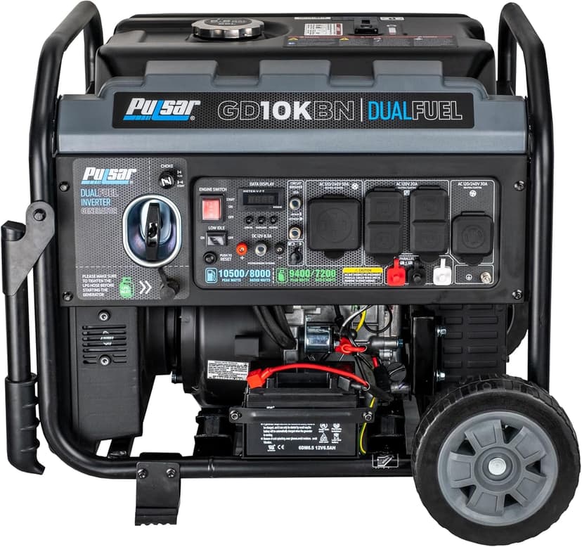 Pulsar 10500W Dual Fuel Portable Inverter Generator for Residential and Camping Use GD10KBN