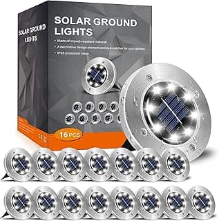 INCX Solar Lights Outdoor Waterproof,16 Pack Solar Lights for Outside, Solar Garden Lights Landscape Lighting for Patio Pathway Lawn Yard Deck Driveway Walkway, Cold White