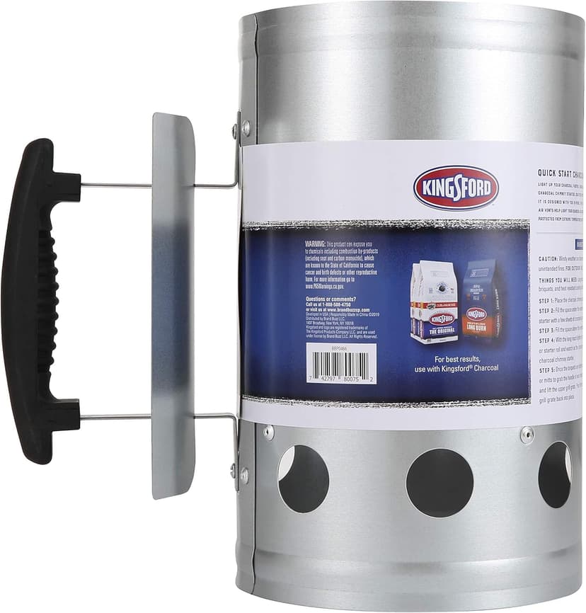 Kingsford Heavy Duty Deluxe Charcoal Chimney Starter | BBQ Chimney Starter for Charcoal Grill and Barbecues, Compact Easy to Use Chimney Starters and BBQ Grill Tools, Silver