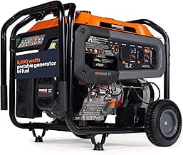 Generac 9,500-Watt Tri-Fuel Powered Portable Generator - Compatible with Gas, Propane or Natural Gas - COsense Technology - Power for Emergencies and Recreation - Orange/Black - 49 State Compliant